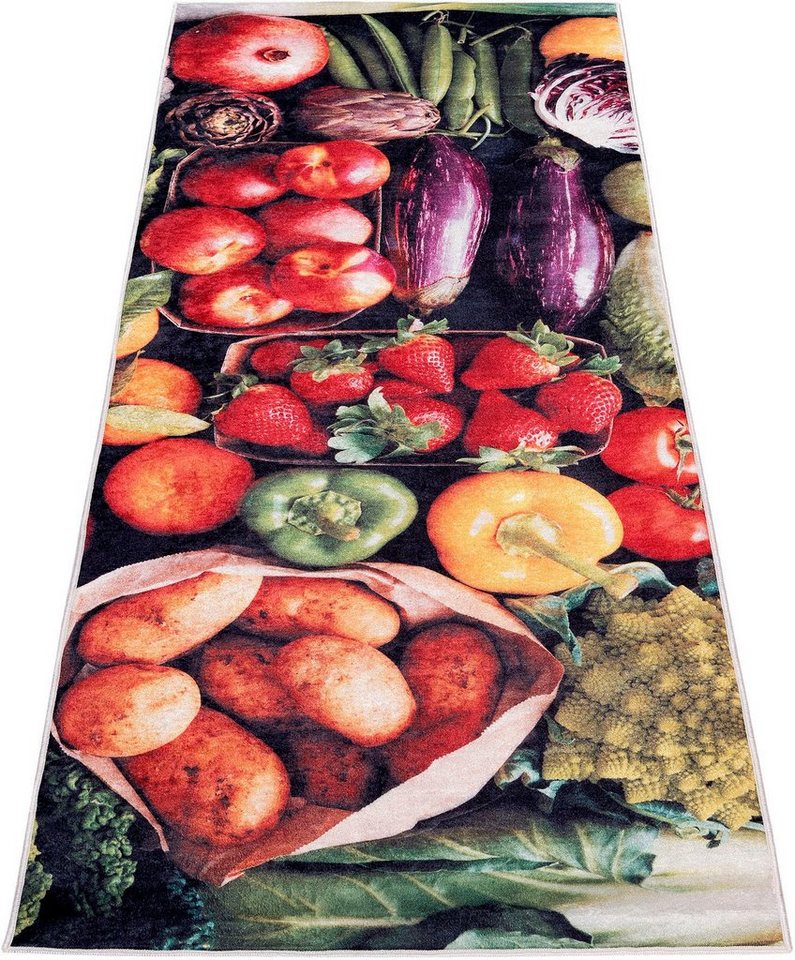 Teppich Kitchen 3080, Sehrazat, rechteckig, Höhe: 6 mm, Küchenläufer, Küchenteppich, Motiv Gemüse, waschbar von Sehrazat
