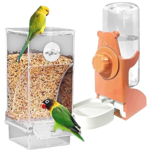 2pcs Automatische Vogelheiler Und Wasserspender Mit Anti Spill Tablett Für Papageien Cockatiels ABS Cage Accessoires Antiwaste Vogel Fütterung 2pcs Automatische Vogelheiler Und Wasserspender Mit Anti Spill Tablett Für Papageien Cockatiels ABS Cage Accessoires Antiwaste Vogel Fütterung von Sehuby