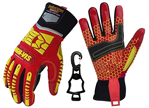 Seibertron HIGH-VIS HRC5 Rigger Excellent Grip Cut5 Handyman/Boxer Work Gloves Abrasion Resistant Oil & Gas Drilling Safety Impact Protection Gloves CE EN388 3541 XXL mit 1 schwarzen Handschuhclip von Seibertron