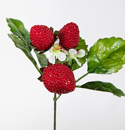 6 Stück Erdbeer-Pick 24cm FI künstliche Erdbeeren Pflanzen Blumen Kunstobst Dekoobst von Seidenblumen Roß