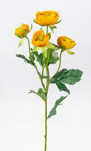6 Stück Ranunkelzweig 60cm OG Kunstblumen künstliche Ranunkel Hahnenfuß Blumen Seidenblumen (Gelb) von Seidenblumen Roß