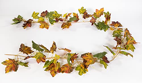 Ahorngirlande 170cm JA Kunstpflanzen künstlicher Ahorn Herbstgirlande (grün-braun-dunkelrot-orange) von Seidenblumen Roß
