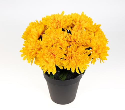 Chrysantheme 30cm gelb im Topf DP Kunstpflanzen künstliche Pflanzen Blumen Kunstblumen von Seidenblumen Roß