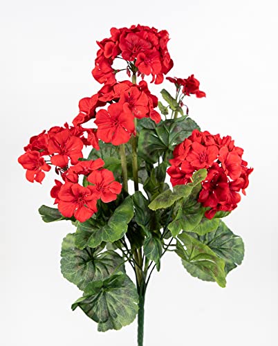 Geranie 45cm -ohne Topf- JA Kunstpflanzen künstliche Pelargonium Blumen Pflanzen Kunstblumen (Rot) von Seidenblumen Roß