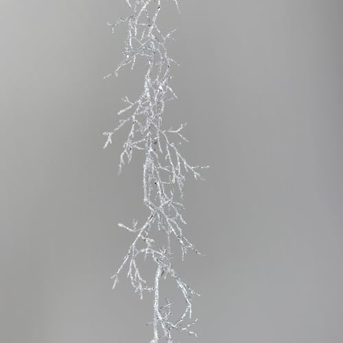 Girlande mit Glitzer 130cm DP künstliche Astgirlande Zweiggirlande Ranke (Silber) von Seidenblumen Roß