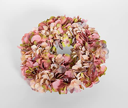 Seidenblumen Roß Hortensienkranz 32cm (Pastell) JA künstlicher Kranz künstliche Hortensien … (Altrosa-Grün) von Seidenblumen Roß