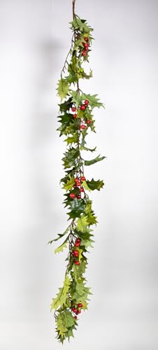 Ilexgirlande mit roten Beeren 120cm FT künstlicher Ilex Girlande von Seidenblumen Roß