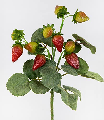 Künstliche Erdbeeren/Erdbeerpflanze 30cm JA Kunstblumen künstliche Pflanzen Blumen Kunstobst Dekoobst Früchte von Seidenblumen Roß