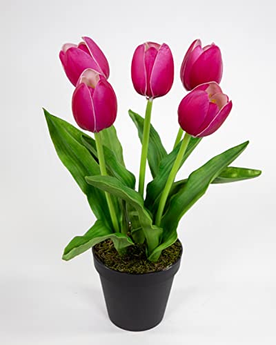 Seidenblumen Roß Künstliche Tulpen PU Real Touch 36cm pink im Topf ZF Kunstblumen künstliche Blumen Tulpen von Seidenblumen Roß