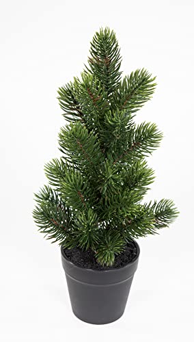 Mini Tannenbaum im Topf 32cm YF künstlicher Weihnachtsbaum Kunststoff 100% PE Tanne Spritzguss von Seidenblumen Roß