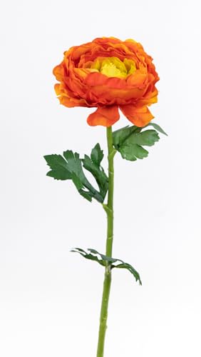 Ranunkel 46cm OG Kunstblumen künstliche Ranunkelzweig Hahnenfuß Blumen Seidenblumen (Orange) von Seidenblumen Roß