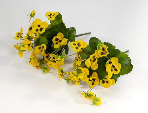 Seidenblumen Roß 2 Stück Hornveilchen 22cm FT Kunstblumen künstliche Blumen Mini-Stiefmütterchen Viola cornuta (Gelb) von Seidenblumen Roß