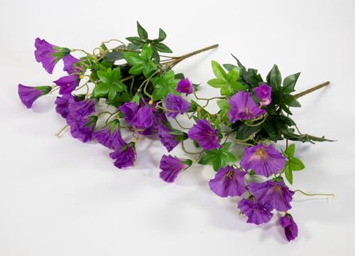 Seidenblumen Roß 2 Stück - Petunienbusch 28cm ZF künstliche Pflanze künstliche Petunie Kunstblumen Kunstpflanzen (Lila) von Seidenblumen Roß