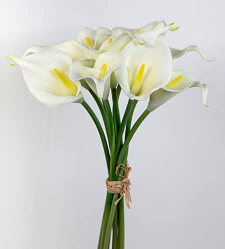 Seidenblumen Roß 9 Stück Calla Real Touch 34cm weiß-Creme FT Kunstblumen künstliche Blumen Kalla Lilie von Seidenblumen Roß