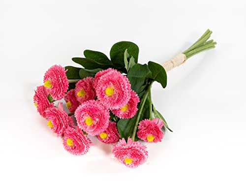 Seidenblumen Roß Bellisbund/Gänseblümchen mit 14 Blüten 30cm FT Kunstblumen künstliche Bellis Blumen Gänseblümchen (Rosa-Pink) von Seidenblumen Roß