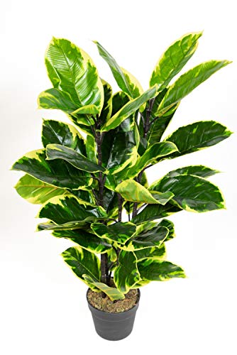 Seidenblumen Roß Gummibaum 90cm ZJ Kunstbaum Dekobaum Kunstpflanzen künstlicher Baum Ficus Elastica von Seidenblumen Roß