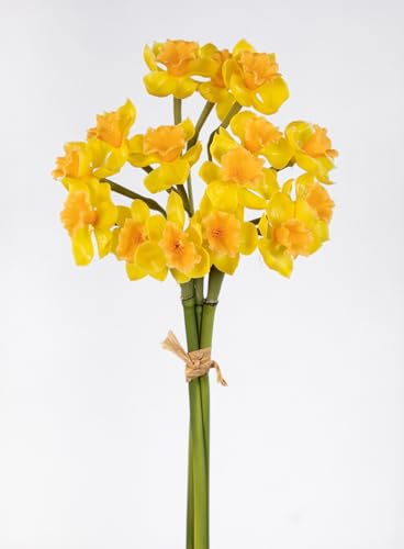 Seidenblumen Roß Narzissenbund Real Touch 50cm ZJ Kunstblumen künstliche Blumen Narzissen Osterglocken Daffodils (Gelb) von Seidenblumen Roß