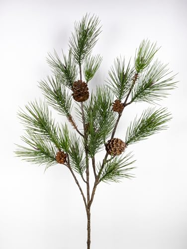 Seidenblumen Roß Riesiger Kiefernzweig mit Zapfen 125cm GA künstliche Kiefer Tanne Kunststoff 100% PE Spritzguss von Seidenblumen Roß
