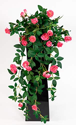 Seidenblumen Roß Rosenranke 62cm rosa-pink ZF Kunstpflanzen Kunstblumen künstliche Pflanzen Rosenhänger Rosen von Seidenblumen Roß