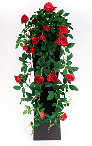 Seidenblumen Roß Rosenranke 62cm rot ZF Kunstpflanzen Kunstblumen künstliche Pflanzen künstliche Rosen Rosenhänger von Seidenblumen Roß