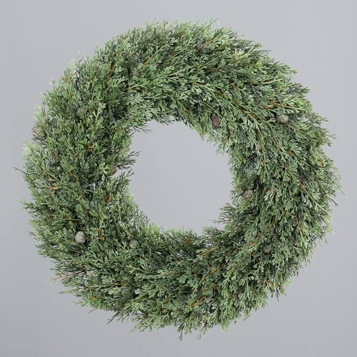 Seidenblumen Roß Zypressenkranz mit Früchten 56cm DP künstlicher Kranz Zypresse Zeder Tanne Kunststoff Spritzguss von Seidenblumen Roß