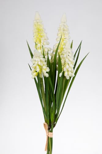 Traubenhyazinthe 4er-Bund 28cm FT Kunstblumen künstliche Hyazinthe Blumen Seidenblumen (Weiß) von Seidenblumen Roß