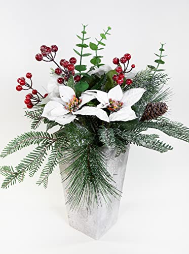 Weihnachtssternstrauß in geeister Optik 45x45cm weiß GA künstlicher Strauß Poinsettie Kunstblumen (ohne Vase) von Seidenblumen Roß