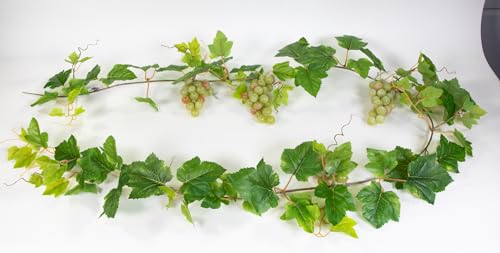 Weinlaubgirlande mit Trauben 200cm DP Kunstpflanzen künstliches Weinlaub Girlande Ranke (Grün) von Seidenblumen Roß