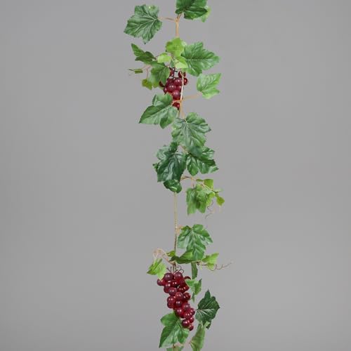 Weinlaubgirlande mit Trauben 200cm DP Kunstpflanzen künstliches Weinlaub Girlande Ranke (Rot) von Seidenblumen Roß