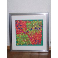 Seidenbild, Grün, Rot, Blau "Formenchaos", Kunst Für Die Wand, Handgemaltes Unikat Aus Seide, Abstraktes Gemälde Gerahmt von Seidenmalerei