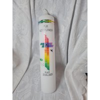 Kommunionkerze Taufkerze 30 X 5 cm Oder 6 in Reinweiß Elfenbein Regenbogen Taube Fisch Kreuz Silber. Farblich Individuell von Seifenfeeshop