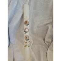 Kommunionkerze Taufkerze 40 X 4, 5, 35 5 cm Weiß Elfenbein Hellbraun Grün Weiss Gold Vintage Name Datum Taube Kreuz von Seifenfeeshop