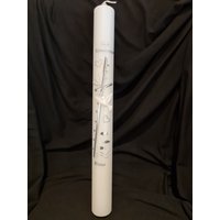 Kommunionkerze Taufkerze 40 X 4, 5, 35 5 cm Weiss Glitzer Silber Kreuz Fisch Taube Schlicht Edel Handverziert Und Beschriftet von Seifenfeeshop