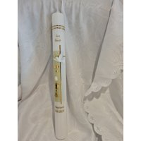 Kommunionkerze Taufkerze 40 X 4, 5, Oder 35 5 cm Weiß Elfenbein Jungen Kelch Taube Fisch Hellgrün Hellblau Gold. Auch Silber Möglich von Seifenfeeshop