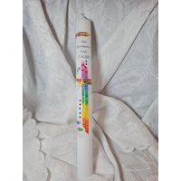 Kommunionkerze Taufkerze 40 X 4 , 5, 35 5 cm Reinweiss Oder Elfenbein. Bunt Regenbogen Gold Tauben Perlen Silber von Seifenfeeshop