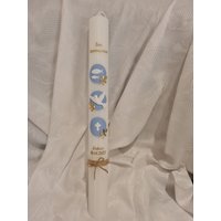 Kommunionkerze Taufkerze Elfenbein Oder Reinweiss 40 X 4 cm 5 35 Hellbraun Weiss Gold Vintage Name Datum Taube Kreuz von Seifenfeeshop