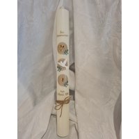 Kommunionkerze Taufkerze Elfenbein Oder Reinweiss 40 X 4 cm 5 35 cmhellbraun Grün Weiss Gold Vintage Name Datum Taube Kreuz von Seifenfeeshop