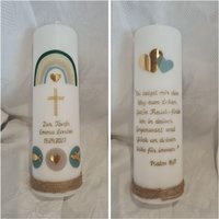 Taufkerze Reinweiss 25 X 7 cm, 8 cm Rund Oder Schräg Oval Grün Taupe Gold. Regenbogen Wunschtext Psalm Taufspruch Farblich Individuell Taufkerze Reinweiss 25 X 7 cm, 8 cm Rund Oder Schräg Oval Grün Taupe Gold. Regenbogen Wunschtext Psalm Taufspruch Farblich Individuell von Seifenfeeshop