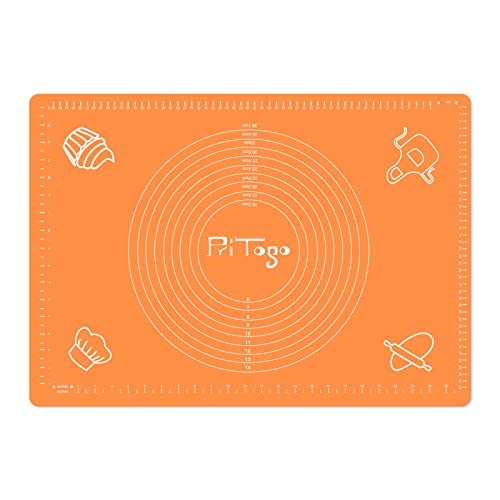 Pritogo Backmatte (65 x 45 cm Orange) Silikonmatte mit Skala Backunterlage Teigmatte Rollmatte - Antihaft extra stabil rutschfest von Seifenprofis