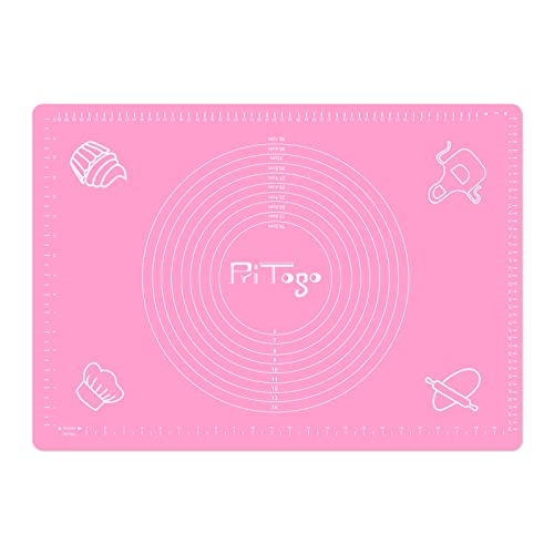 Pritogo Backmatte (65 x 45 cm Rosa) Silikonmatte mit Skala Backunterlage Teigmatte Rollmatte - Antihaft extra stabil rutschfest von Seifenprofis