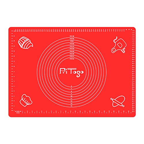 Pritogo Backmatte (65 x 45 cm Rot) Silikonmatte mit Skala Backunterlage Teigmatte Rollmatte - Antihaft extra stabil rutschfest von Seifenprofis