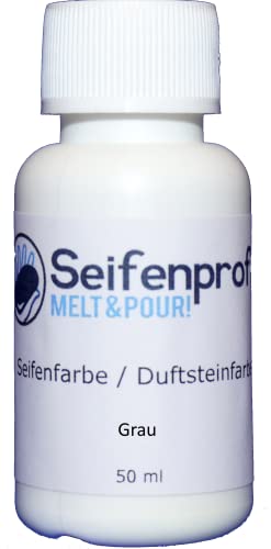 Seifenprofis 50 ml Seifenfarbe (Grau) Badebomben 100% vegan biologisch Farbe zur Seifenherstellung Normal- oder Pigmentbasis von Seifenprofis