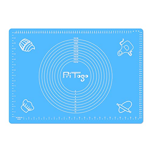 Pritogo Backmatte (65 x 45 cm Blau) Silikonmatte mit Skala Backunterlage Teigmatte Rollmatte - Antihaft extra stabil rutschfest von Seifenprofis