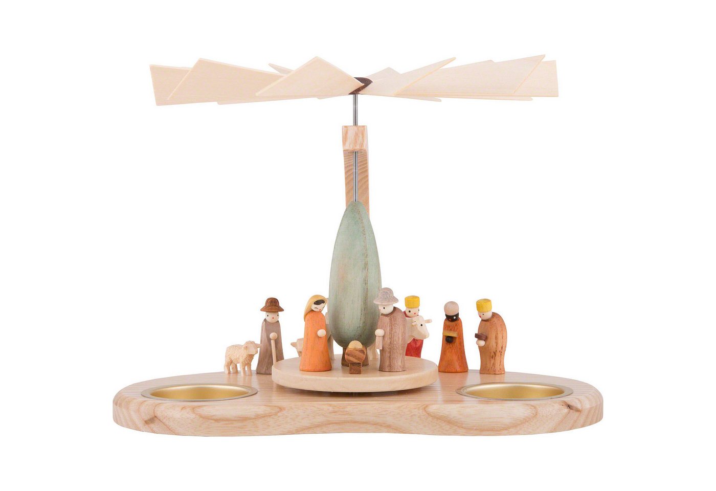 Seiffener Kunsthandwerk Theo Lorenz Weihnachtspyramide 1-stöckige Bogenpyramide Miniaturkrippe (17cm) von Theo Lorenz Kunstha von Seiffener Kunsthandwerk Theo Lorenz