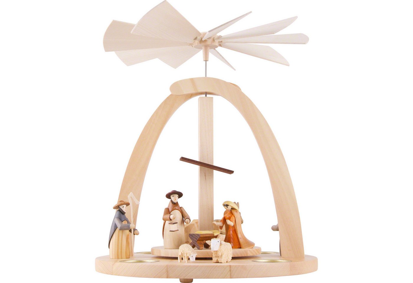 Seiffener Kunsthandwerk Theo Lorenz Weihnachtspyramide 1-stöckige Pyramide Krippenfiguren bunt (33cm) von Theo Lorenz Kunstha von Seiffener Kunsthandwerk Theo Lorenz