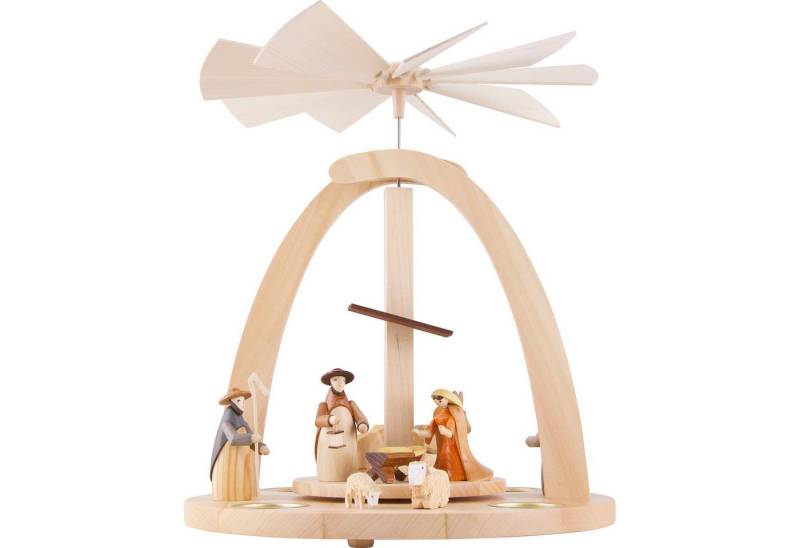 Seiffener Kunsthandwerk Theo Lorenz Weihnachtspyramide 1-stöckige Pyramide Krippenfiguren bunt (33cm) von Theo Lorenz Kunstha von Seiffener Kunsthandwerk Theo Lorenz