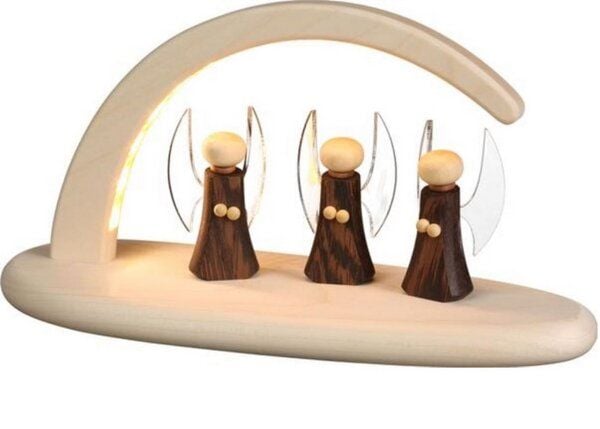 Seiffener Volkskunst eG Moderner kleiner Schibbogen Engel natur Lichterbogen mit LED Beleuchtung von Seiffener Volkskunst eG