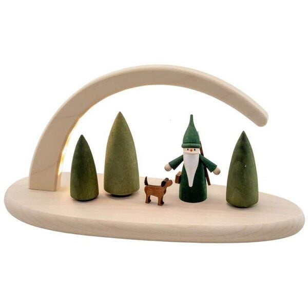 Seiffener Volkskunst eG Moderner kleiner Schibbogen Jägerwichtel natur, Lichterbogen mit LED Beleuchtung von Seiffener Volkskunst eG