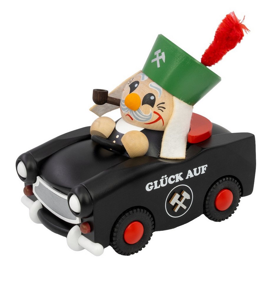 Seiffener Volkskunst eG Räuchermännchen Seiffener Volkskunst eG Kugelräucherfigur Bergmann im Trabi, (1 St), limitierte Auflage von Seiffener Volkskunst eG