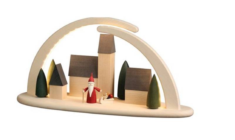 Seiffener Volkskunst eG Schwibbogen Bogen groß Stadt mit Weihnachtswichtel LED inkl. USB-Stecker von Seiffener Volkskunst eG